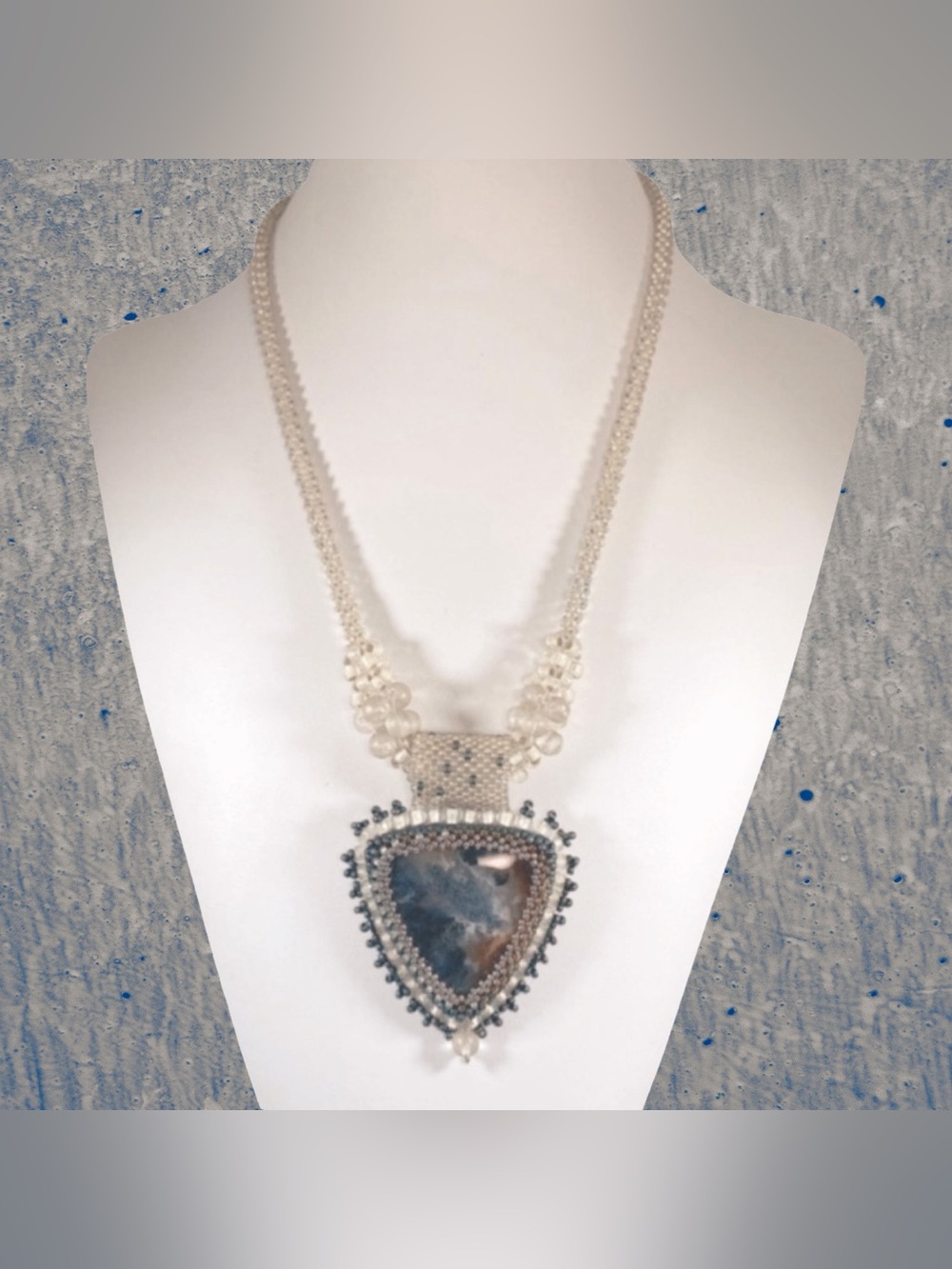 “Cosmic Nebula” Hand-Woven Scenic Agate Statement Necklace